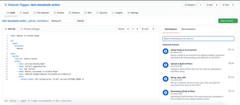 GitHub Marketplace Workflow Editor
